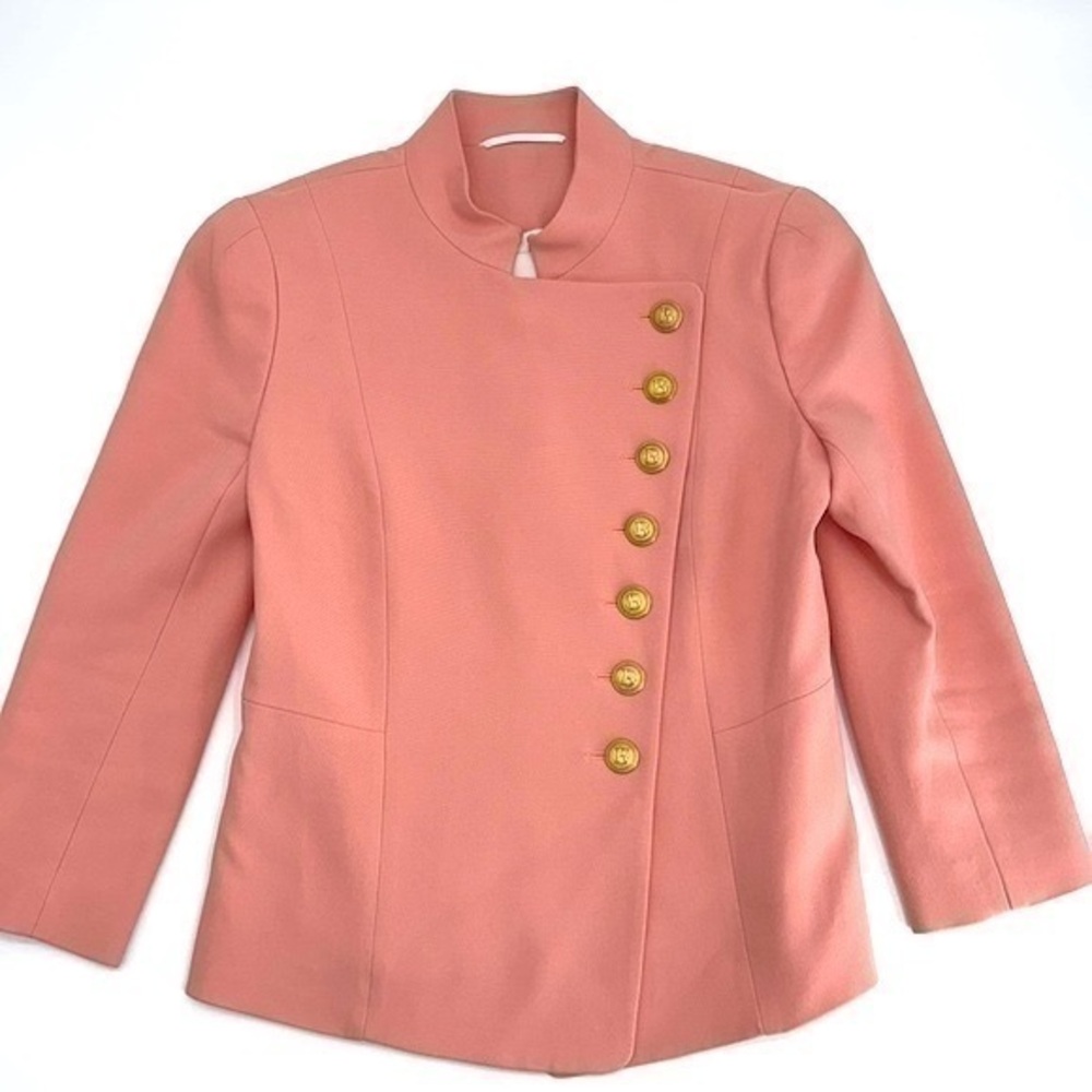 Excellent condition authentic Pierre Balmain coral military jacket size 6 / FR38